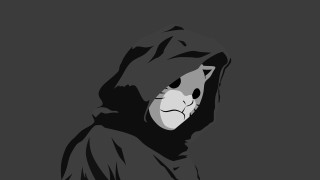 Hoodie catmask portrait monochrome gradient - a black hoodie free wallpaper