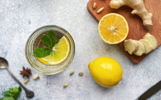 Lemon ginger water food photography - a cutting board next free wallpaper