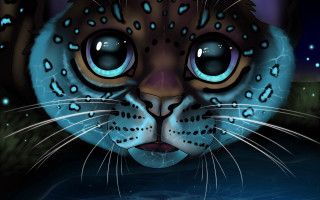 Leopard blue eyes digital painting 3 - a blue light free wallpaper