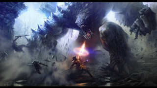 Giant monster attacking man forest - a giant monster free wallpaper for desktop