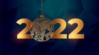 Golden ornament futuristic digital portrait - blue background free wallpaper