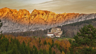 Mountain house forest sunset landscape - landscape free wallpaper