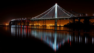 Bridge reflection night lights cityscape - digital photography free wallpaper