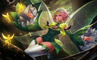 Green fairy elf sword star - a forest in the background free wallpaper