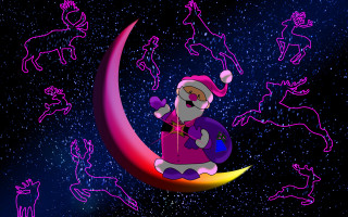 Cartoon person sitting moon animals - a crescent moon free wallpaper for desktop