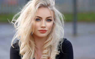 Blonde woman blue eyes fence - anne ryan free wallpaper for desktop