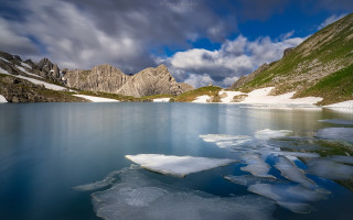 Lake ice mountains clouds snowy - camille bouvagne free wallpaper for desktop