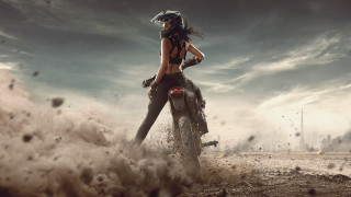 Woman motorcycle desert helmet beach - a woman riding free wallpaper