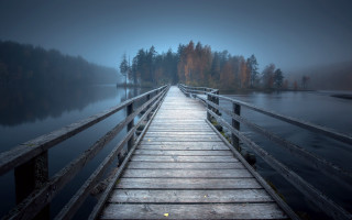Wooden dock pier lake fog - a wooden dock free wallpaper for desktop