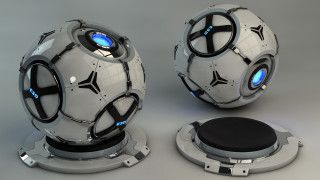 Futuristic blue light black object - a blue light free wallpaper