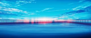 Sunset pool fence clouds blue - kyoto animation free wallpaper