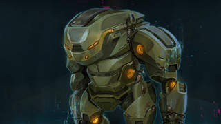 Glowing robot metal glass yellow - yellow light free wallpaper for desktop