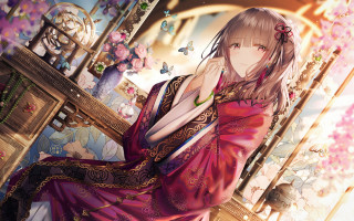 Pink dress mirror butterfly kimono - a butterfly free wallpaper for desktop