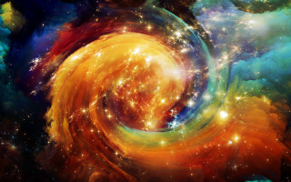 Colorful spiral stars bright yellow - cosmic free wallpaper