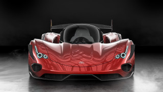 Red sports car black background 16 - the front of it free wallpaper
