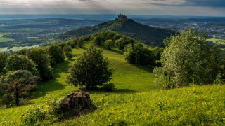 Romantic castle grassy hill nature - a grassy hill free wallpaper for desktop