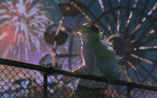 Fence fireworks ferriswheel pleinair city - a firework free wallpaper