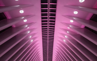 Pink ceiling lights hallway retrofuturism - ceiling free wallpaper