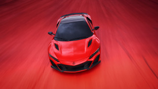 Red sports car black hood 8 - path free wallpaper