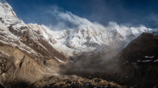Snowy mountain range river cloudy - amir zand free wallpaper