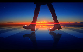 Stage person crossed feet sunset - rossdraw global illumination free wallpaper for desktop