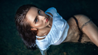 Woman white shirt black tie - a black tie free wallpaper