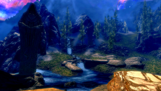 Mountain stream waterfall star filled - a waterfall in the middle of it free wallpaper