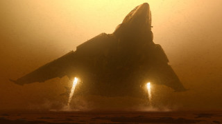 Jet yellow sky clouds dust - star citizen halo free wallpaper