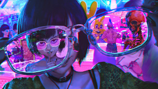 Woman glasses creepy doll neon - a creepy doll free wallpaper