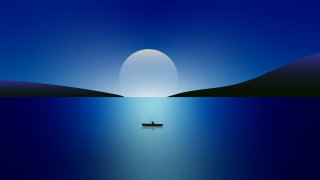 Boat full moon night water 2 - a boat free wallpaper for desktop