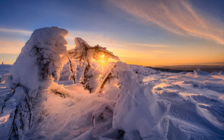 Snow mountain sunset clouds lake - boleslaw cybi free wallpaper