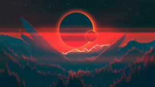 Red blue eclipse mountain sky - sun free wallpaper for desktop