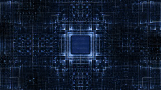 Cybernetic square city night fireworks - smaller free wallpaper for desktop