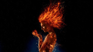 Red haired woman water fire - poster art free wallpaper for desktop