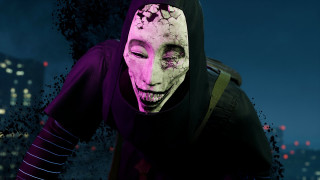 Man whitemask purpleface blackhoodie nightforest - a black hoodie free wallpaper
