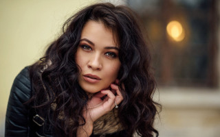 Woman long hair leather jacket 4 - long hair and a leather jacket free wallpaper