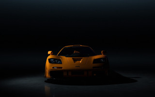 Yellow sports car dark room 28 - the hood of the car free wallpaper for desktop