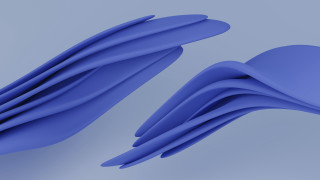 Blue curved tail generative art - a blue object free wallpaper