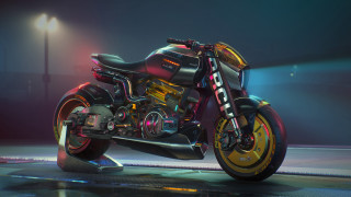 Futuristic motorcycle darkroom spotlight cyberpunk - a street light free wallpaper