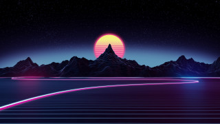 Futuristic landscape neon pink astronaut - a futuristic landscape free wallpaper