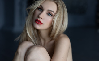 Red lipstick blonde woman crossed - red lipstick free wallpaper