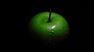 Green apple water droplets macro 2 - a green apple free wallpaper