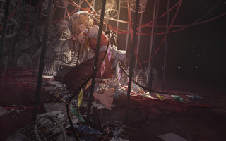 Red dress woman room wires - art station free wallpaper