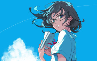 Girl glasses book sky cloud - glasses holding free wallpaper