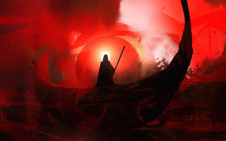 Man dark forest red light - a red light in the background free wallpaper