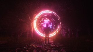 Forest firework holography cyberpunk glowing - a firework free wallpaper