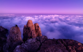 Mountain top clouds dusk purple - a purple sky above free wallpaper for desktop
