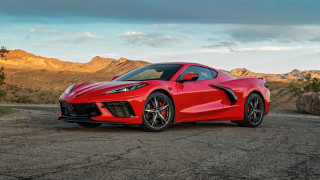 Red sports car mountains clouds 3 - 4k uhd image free wallpaper