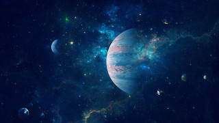 Space planet stars blue sky - david free wallpaper for desktop