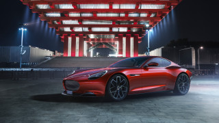 Red sports car night cityscape 8 - roof free wallpaper